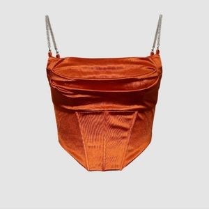 Micas Satin Draped Corset Top- Orange 🍊